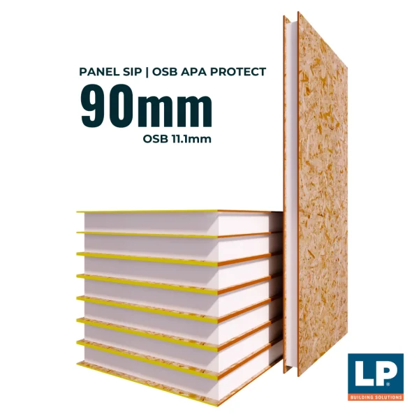 Panel SIP 90mm APA Protec estructural con núcleo de EPS de alta densidad y tratamiento antitermitas para construcción en Chile.