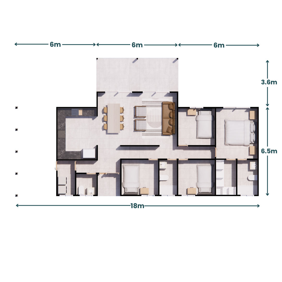 Planta con cotas VALDIVIA 120m2 - Imagen 4