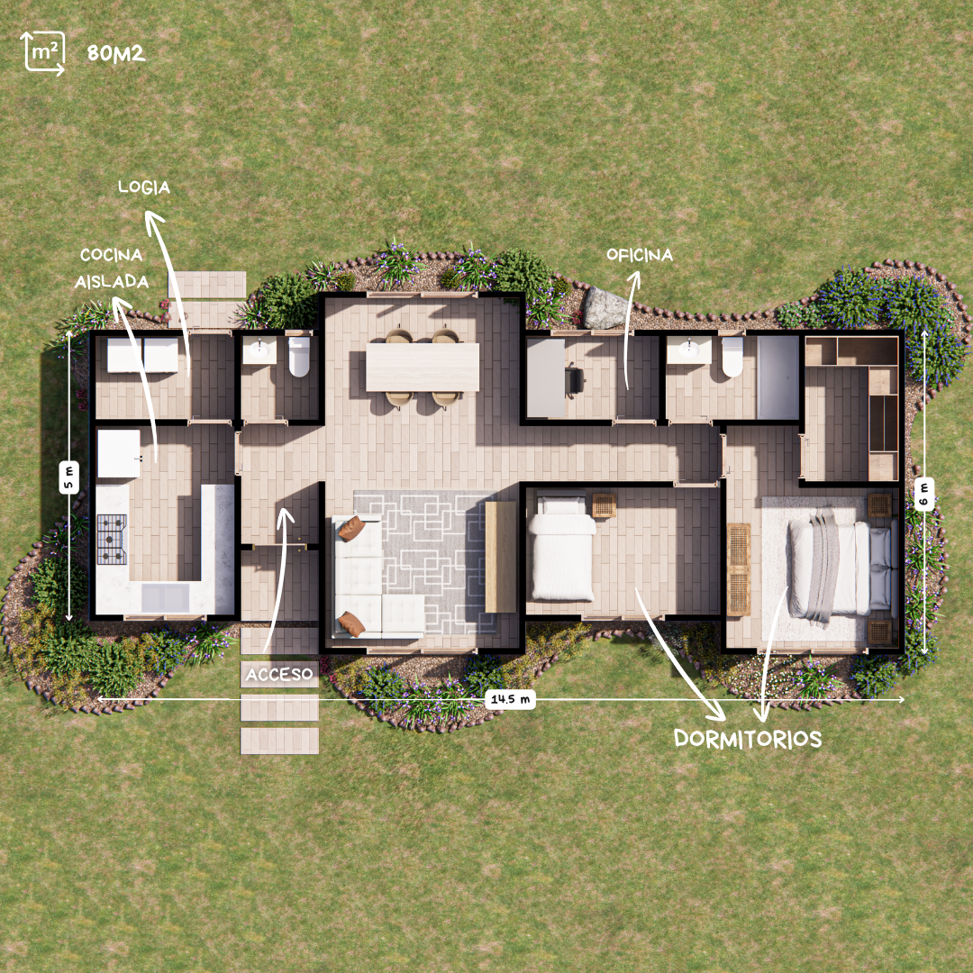 Planta canva ENSENADA 80M2 - Imagen 4